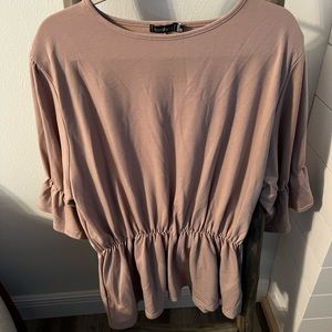 Light Pink Peplum Plus Sized Top